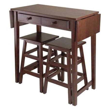 WINSOME TRADING Winsome Trading 40338 Mercer Double Drop Leaf Table with 2 Stools 40338